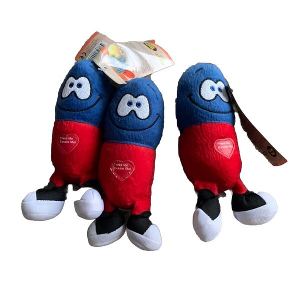 Just for Laughs Contagious Giggling Red Blue Happy Pill Plush *Works* LOT OF 3 - Picture 1 of 10